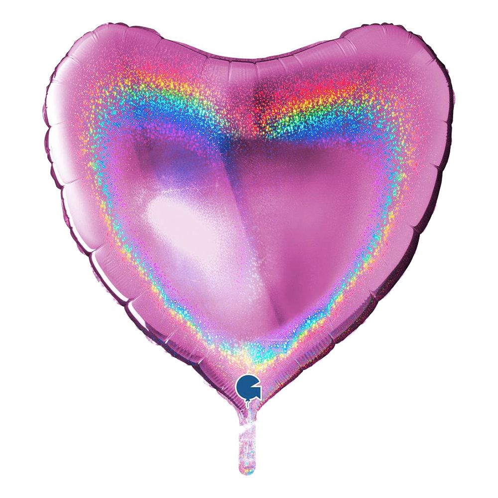 Folieballong Hjerte Glitter Rosa Stor