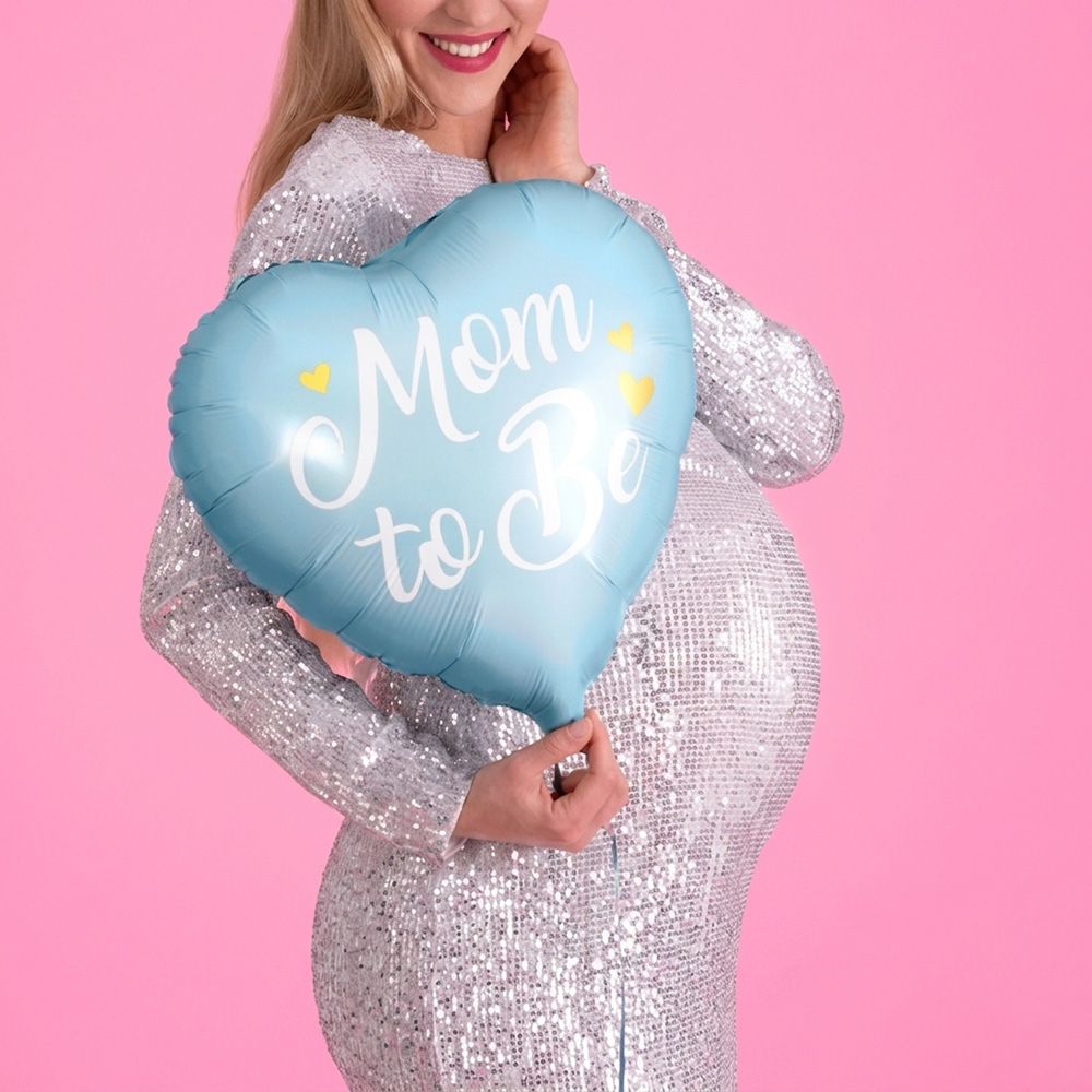Folieballong Hjerte Mom to Be Blå