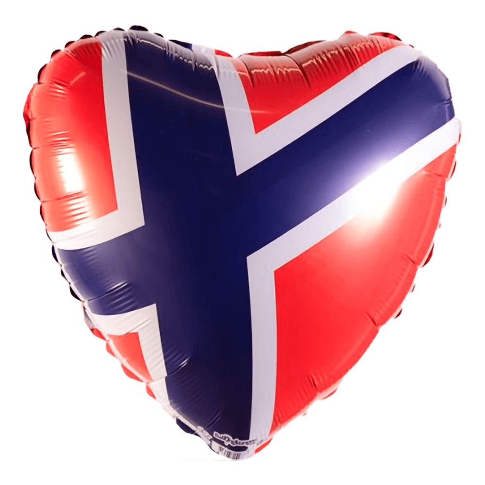 Folieballong Hjerte Norske Flagget