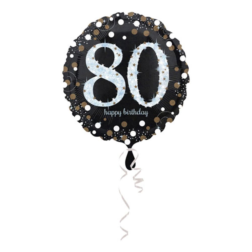 Folieballong Happy Birthday 80 Glitter