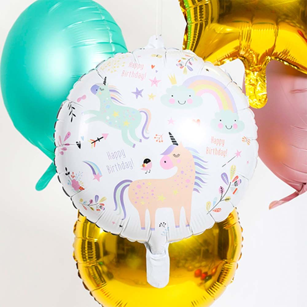 Folieballong Unicorn & Rainbows Happy Birthday