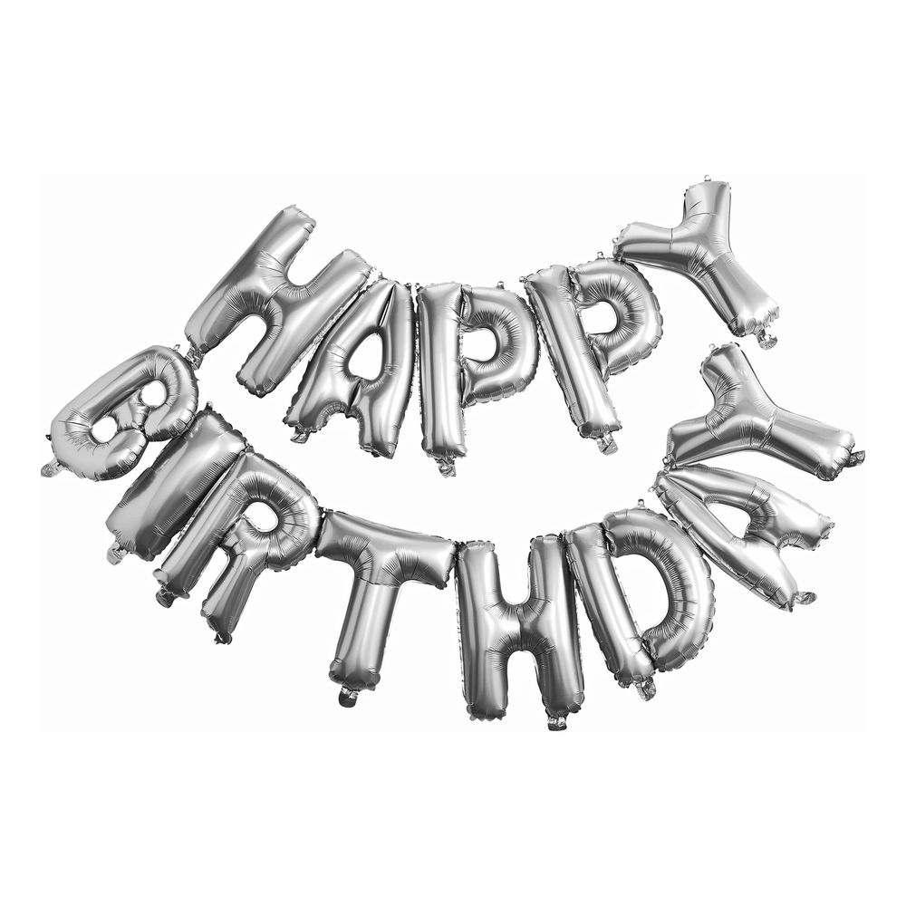 Folieballoner Happy Birthday Sølv