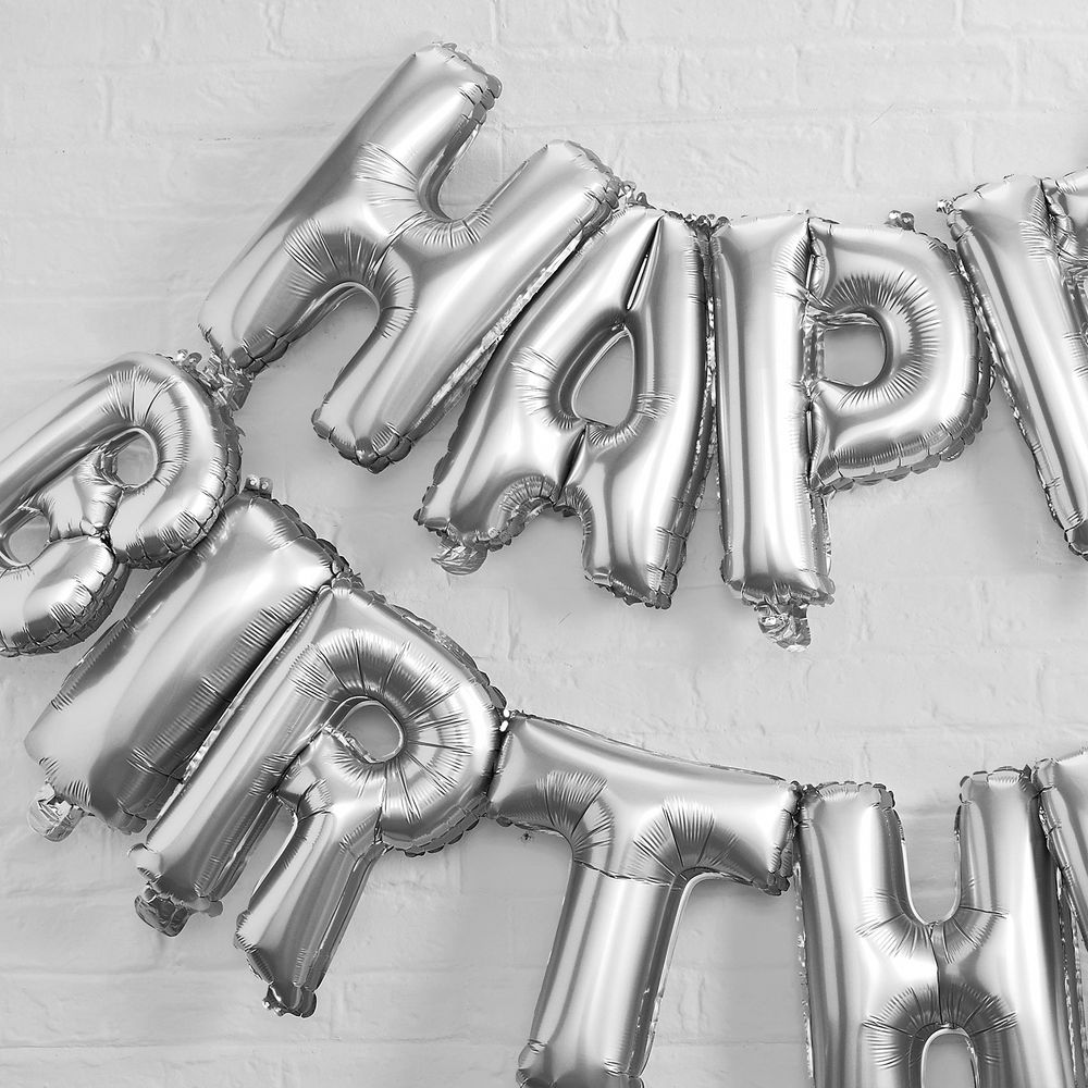 Folieballoner Happy Birthday Sølv