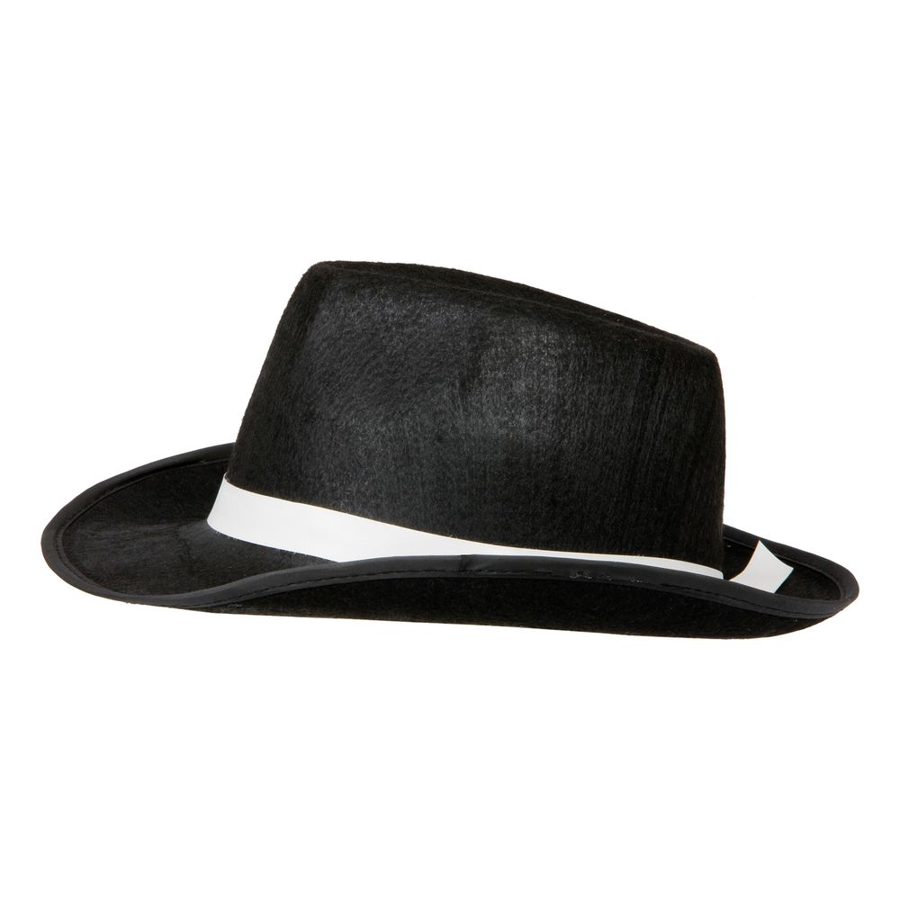 Gangsterhatt Svart med Vitt Band