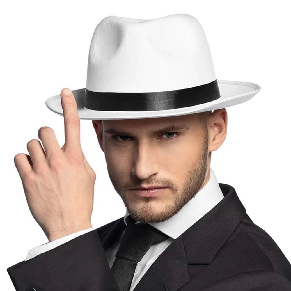 Gangsterhatt Hvit