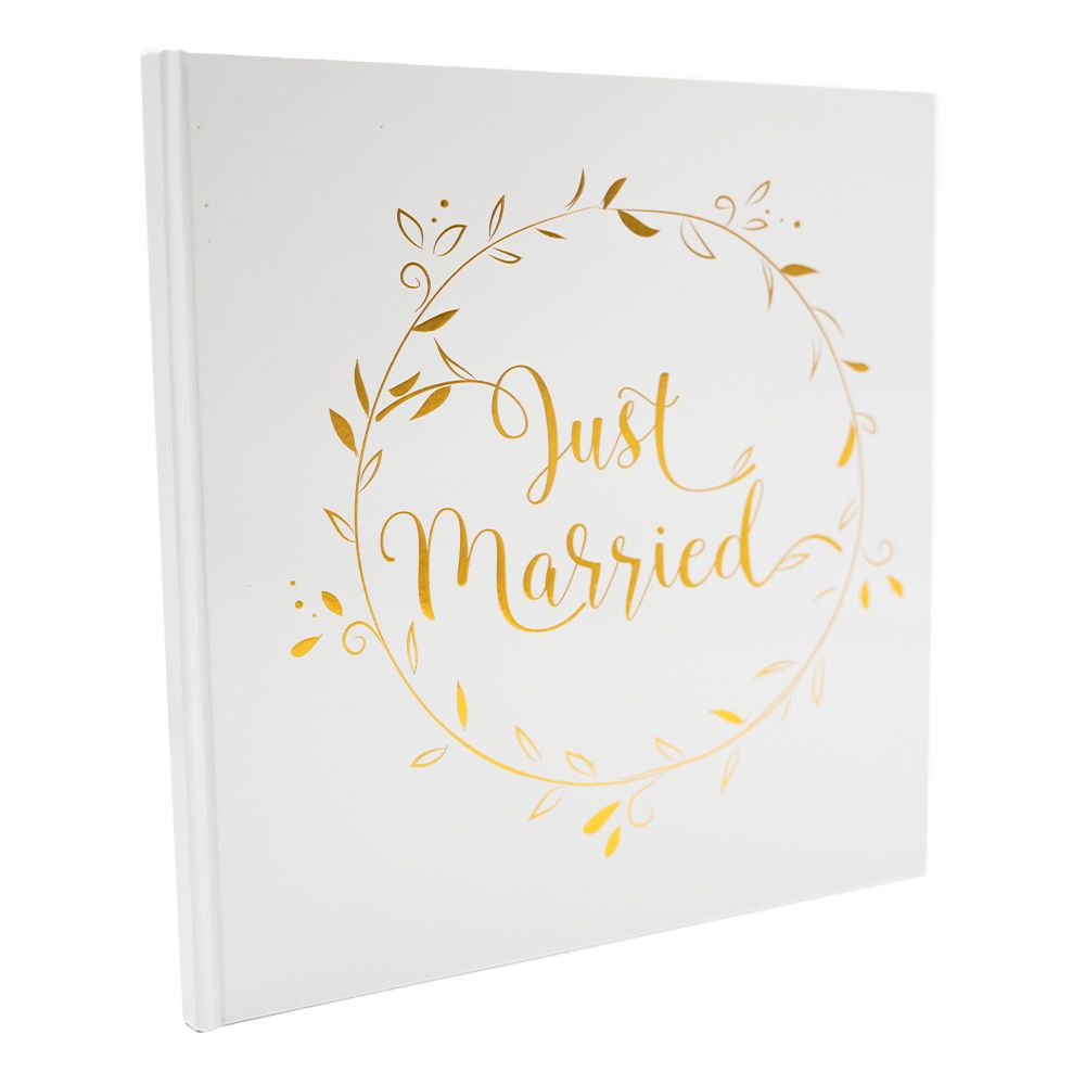 Gæstebog Just Married Hvid/Guld
