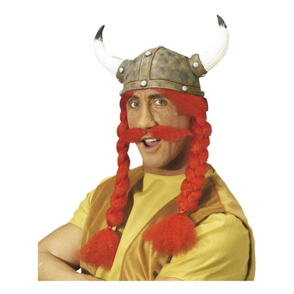 Gaulix Hjälm med Hår och Mustasch