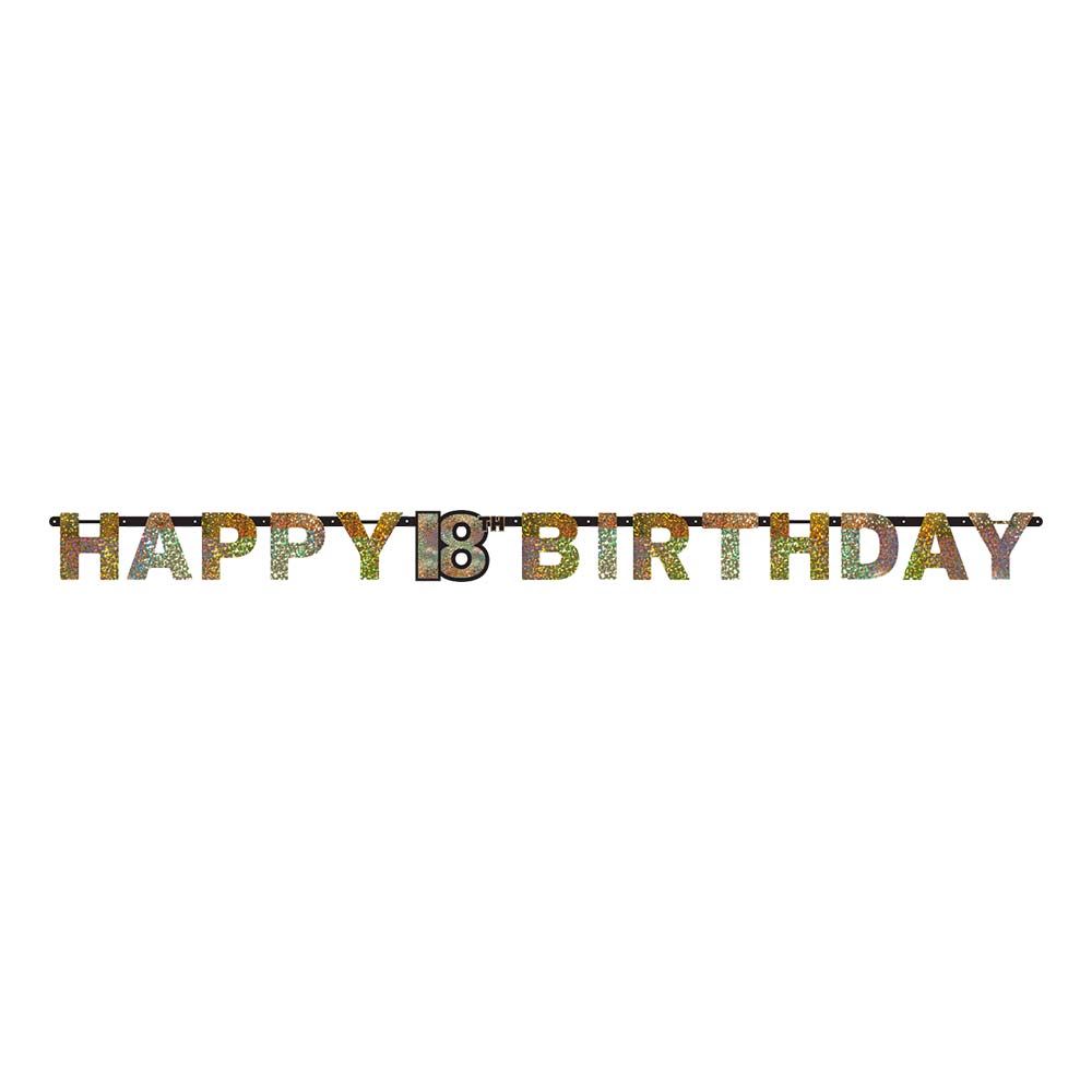 Guirlande 18 Happy Birthday Guld Glitter