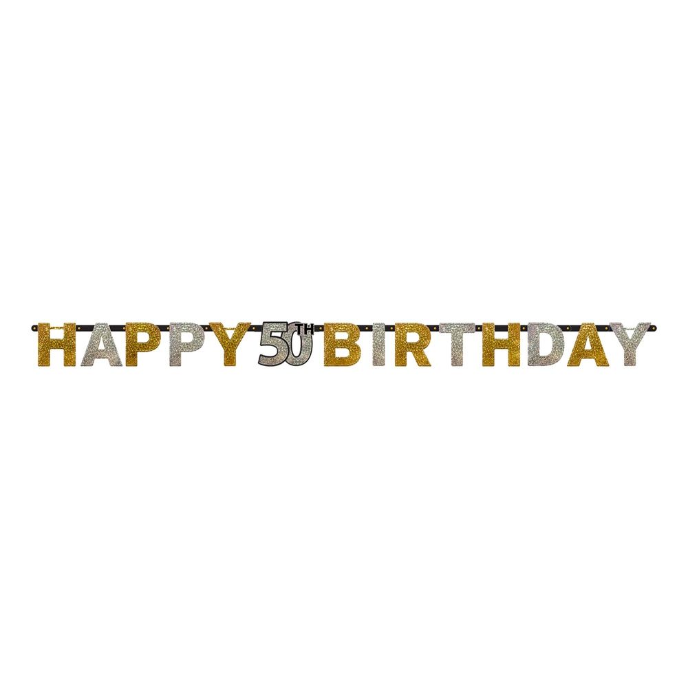Viirinauha 50 Happy Birthday Hopea/Kulta Kimalle