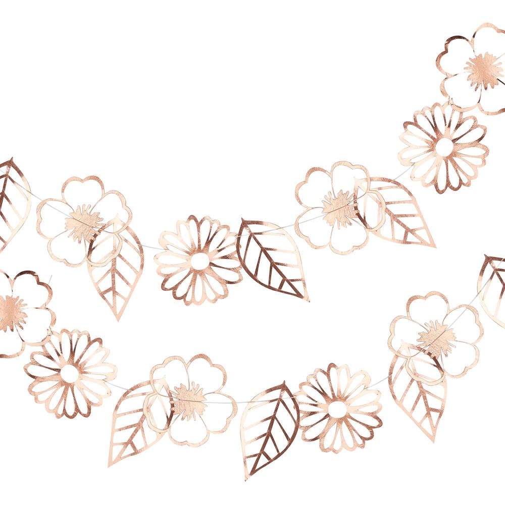 Guirlande Blomster Rødguld Metallic