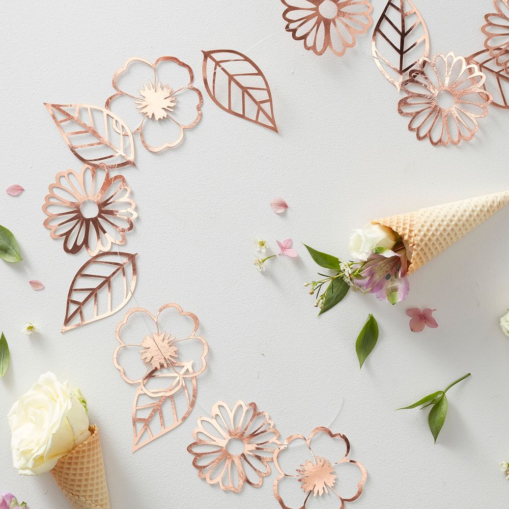 Guirlande Blomster Rødguld Metallic