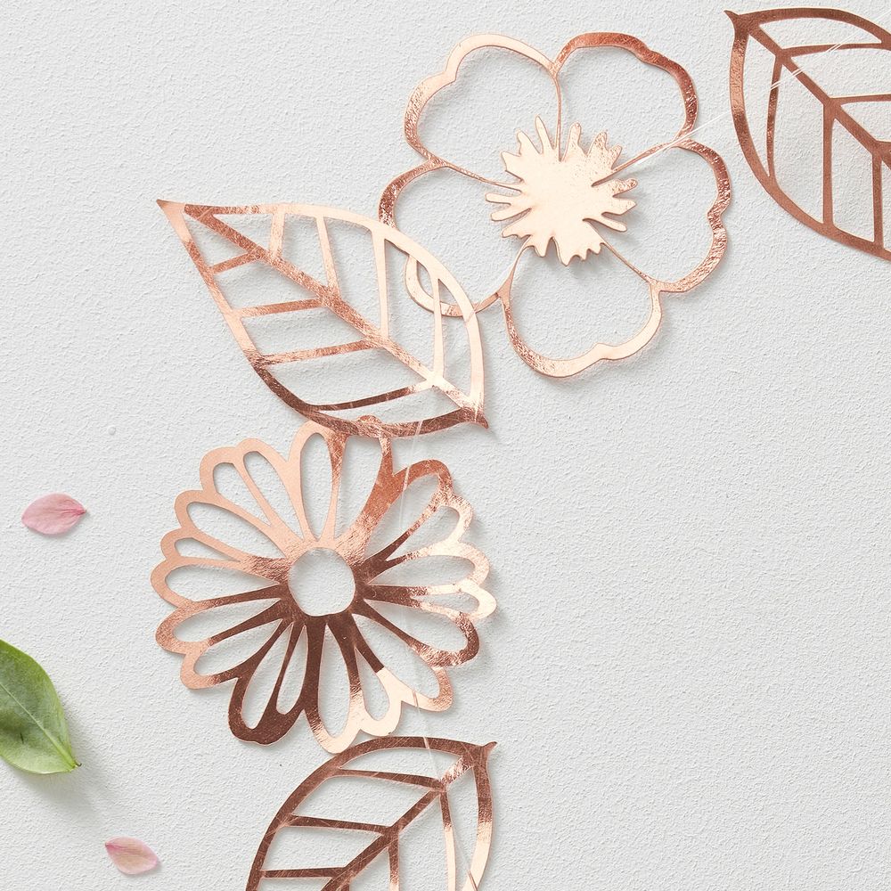 Guirlande Blomster Rødguld Metallic