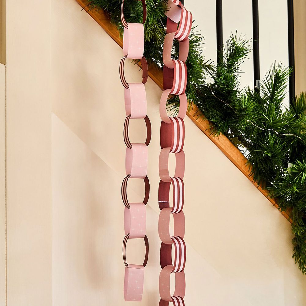 Guirlande DIY Jul Rød/Lyserød Stribet