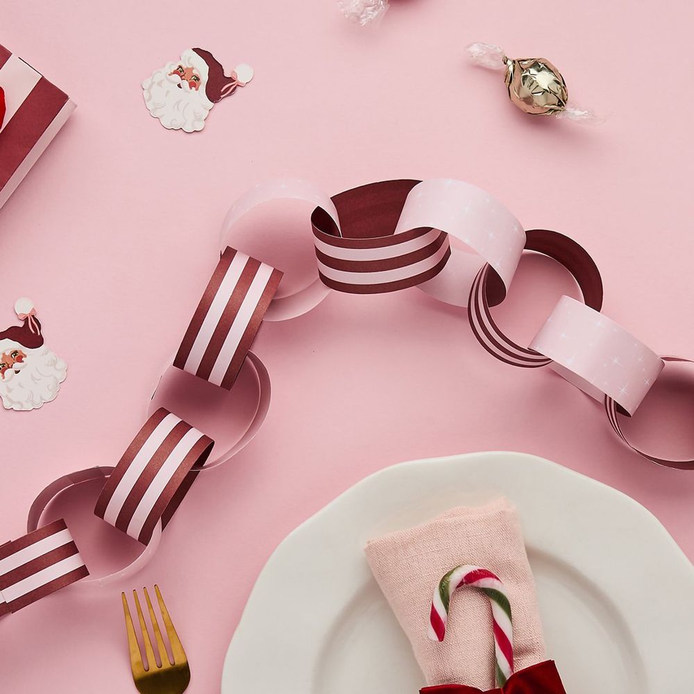 Guirlande DIY Jul Rød/Lyserød Stribet