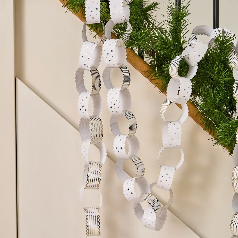 DIY-viirinauha Valkoinen/Kulta Tähdet