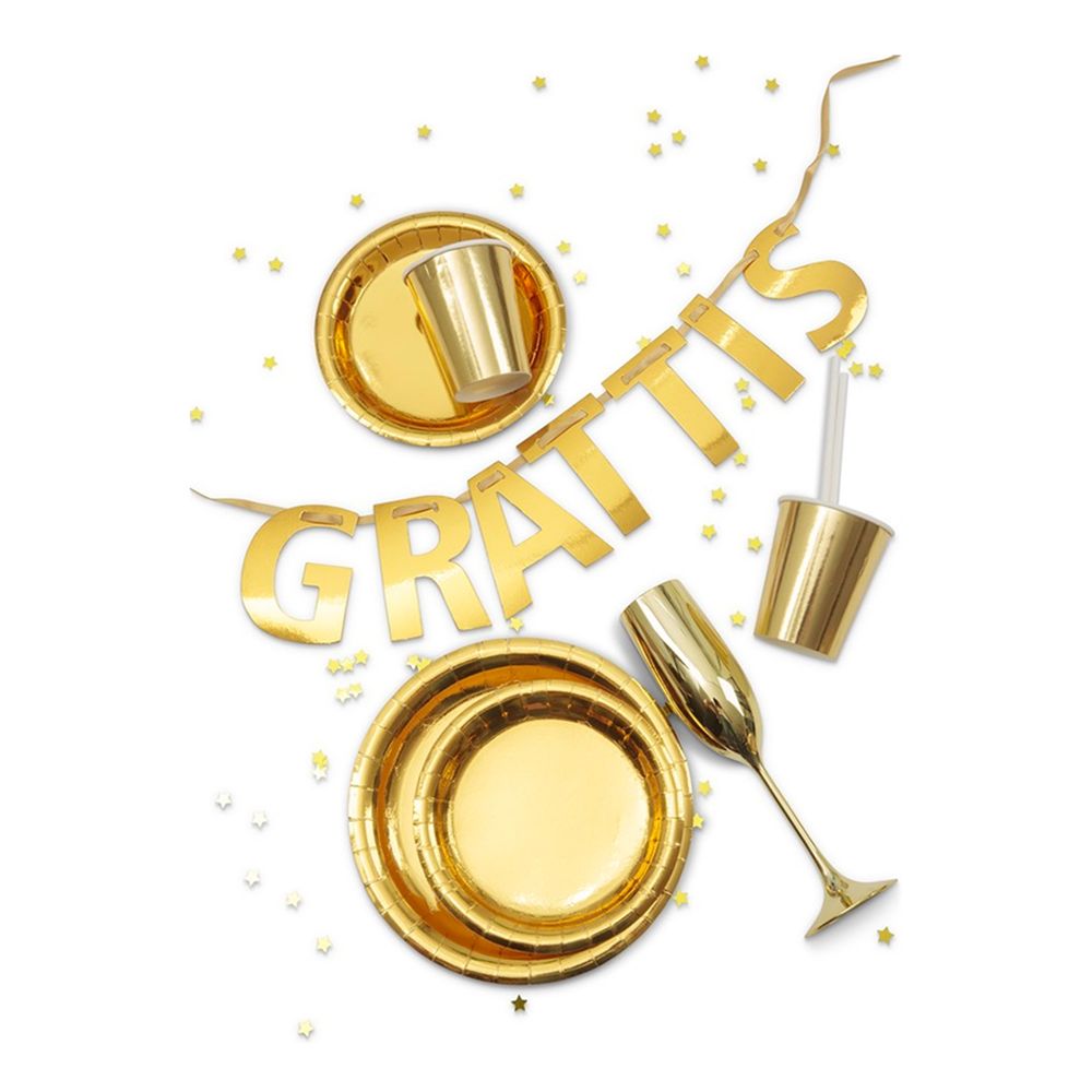 Girlang Grattis Guld Metallic