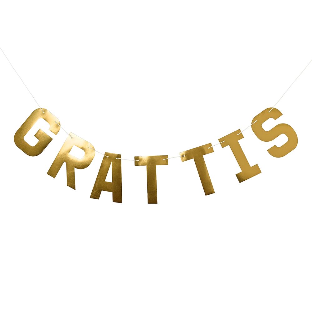 Girlang Grattis Guldfolie