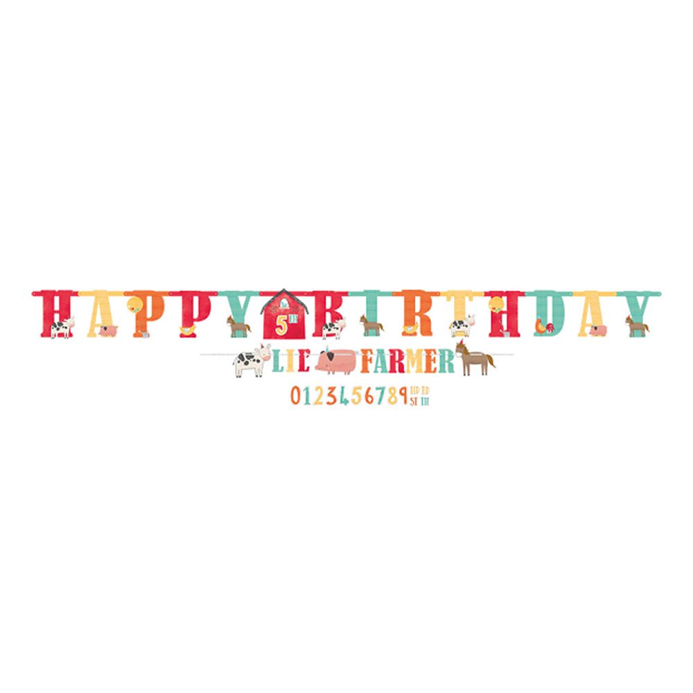 Guirlande Happy Birthday Bondegård med Tal