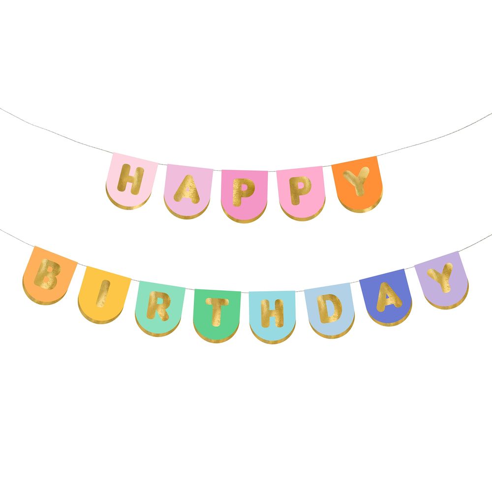 Guirlande Happy Birthday Flerfarvet