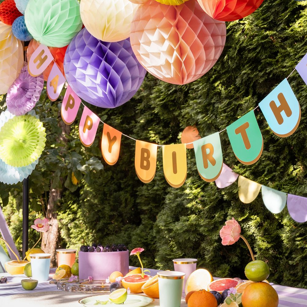 Guirlande Happy Birthday Flerfarvet