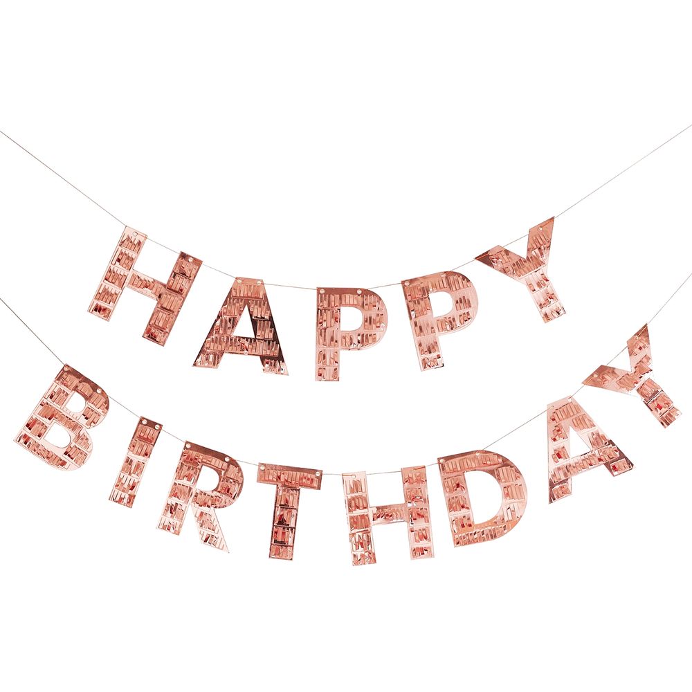 Guirlande Happy Birthday Fringe Roséguld