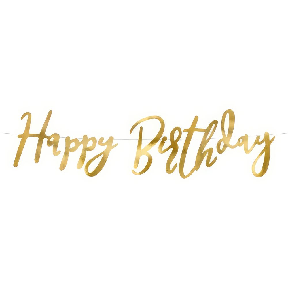 Girlang Happy Birthday Gull Metallisk