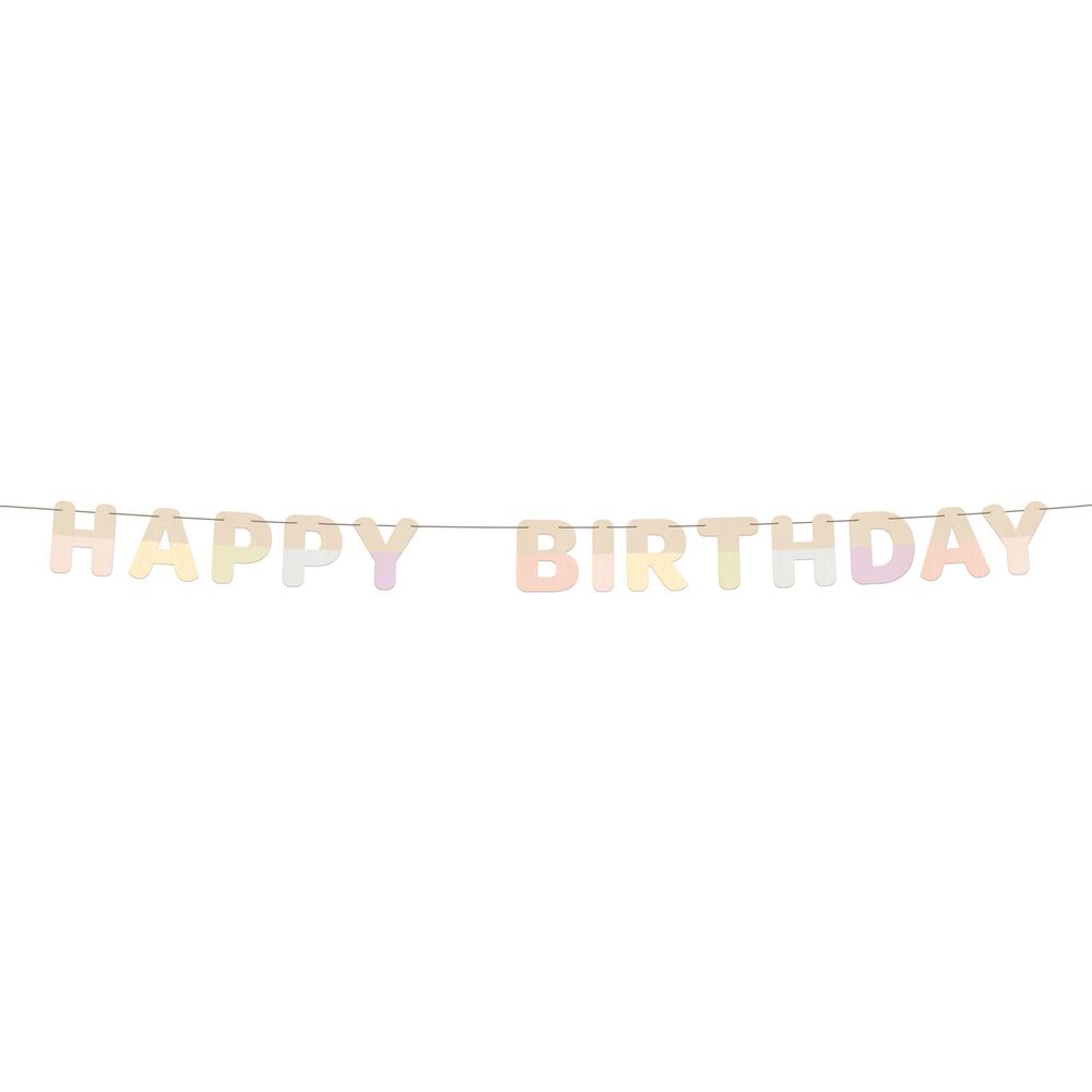 Guirlande Happy Birthday i Træ Dreamy Pastel