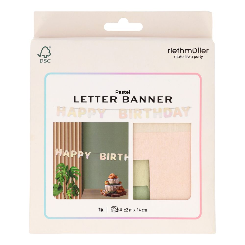 Guirlande Happy Birthday i Træ Dreamy Pastel