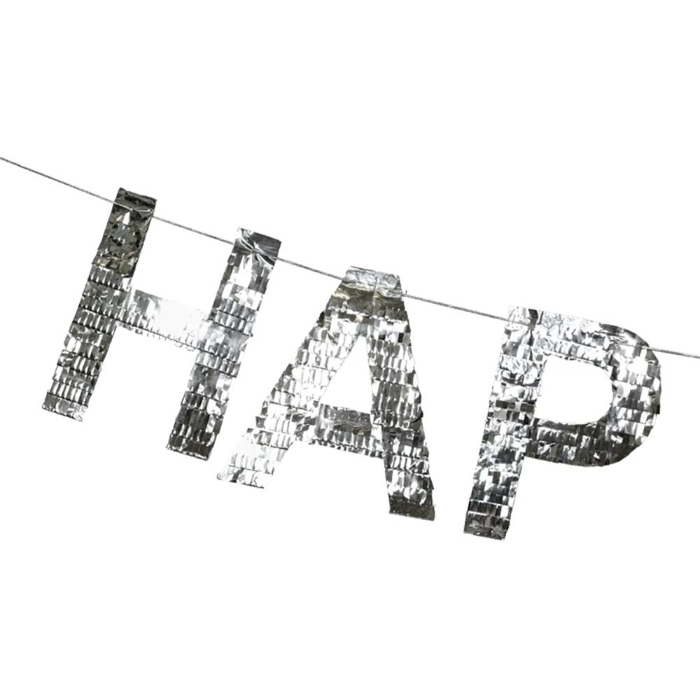 Guirlande Happy Birthday Silver Fringe
