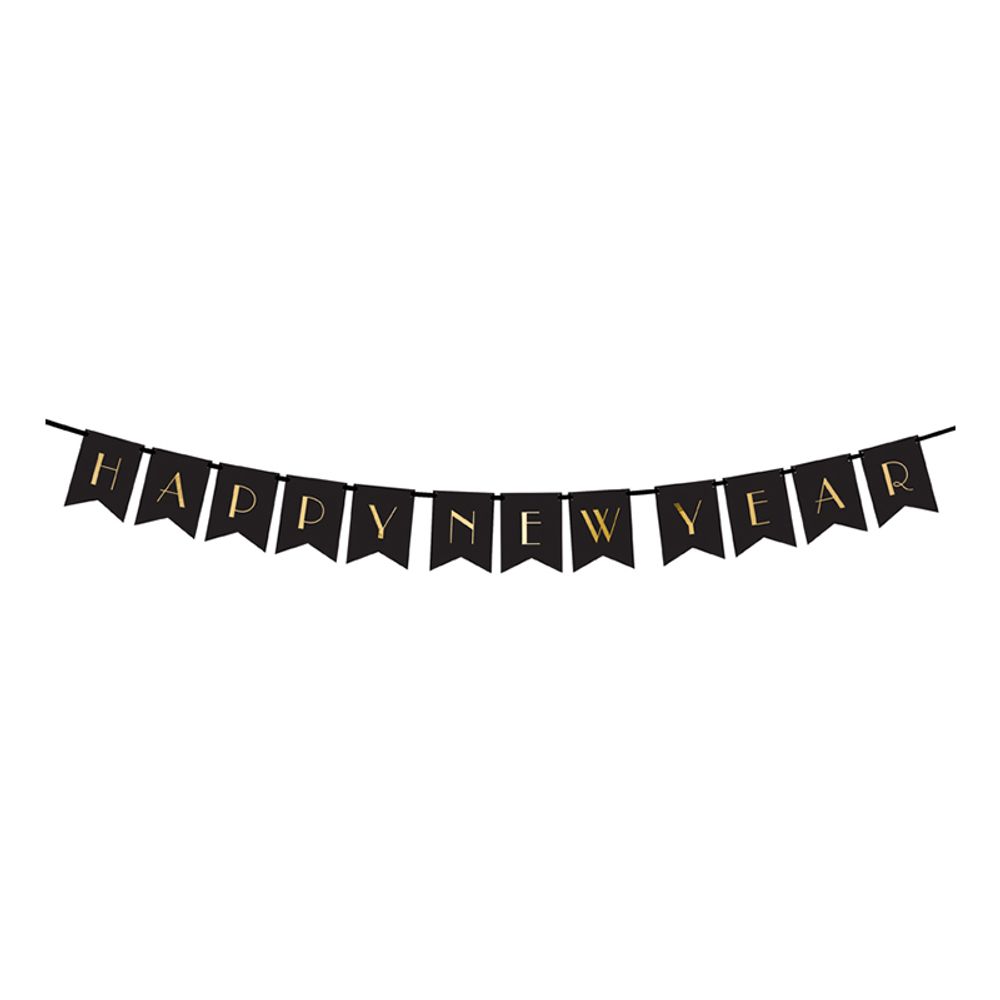 Viirinauha Happy New Year DIY Musta/Kultainen