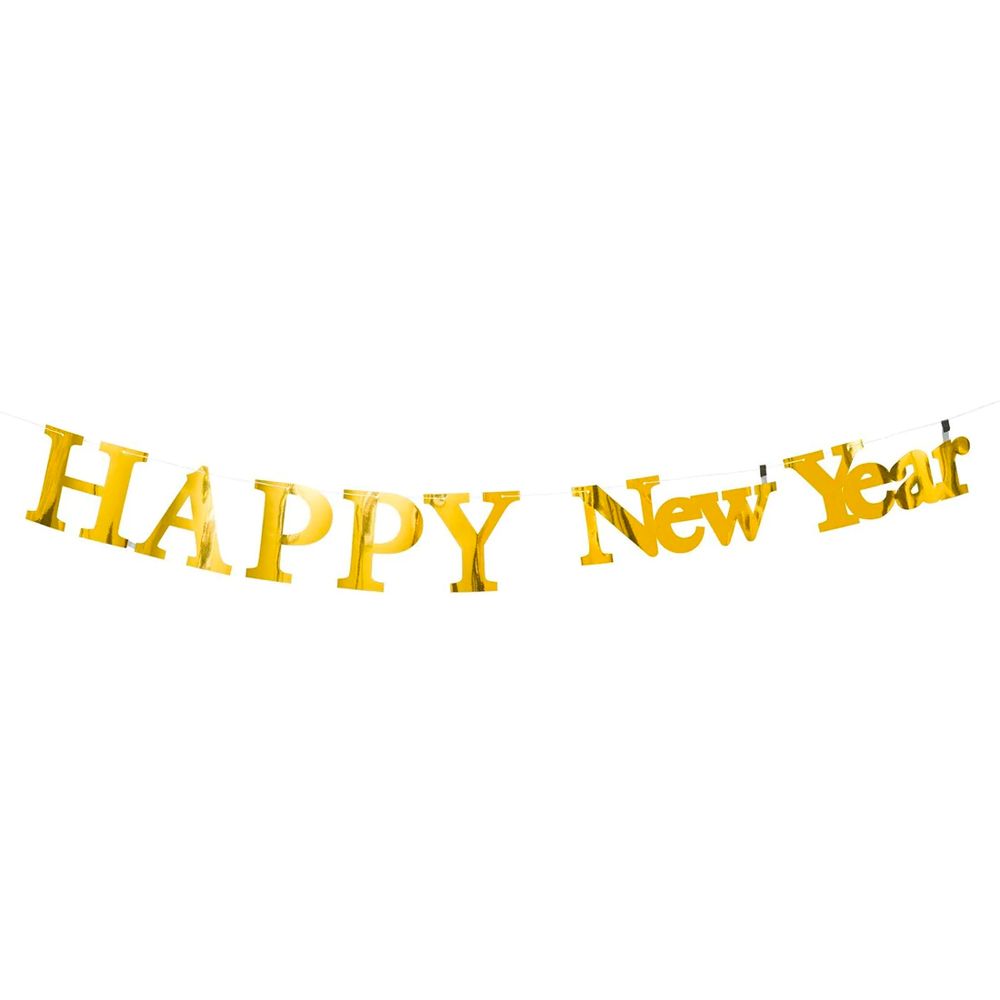 Guirlande Happy New Year Guld Metallic
