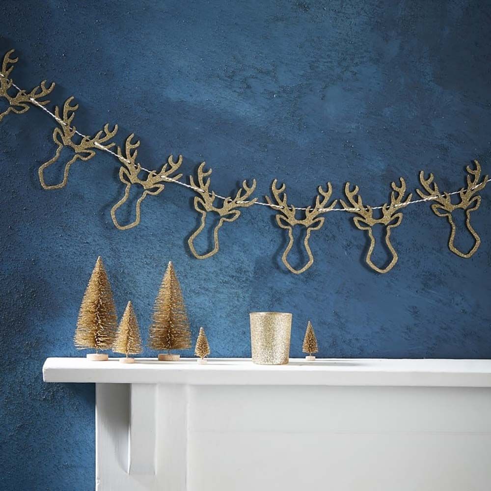 Guirlande i Træ Guld Glitter