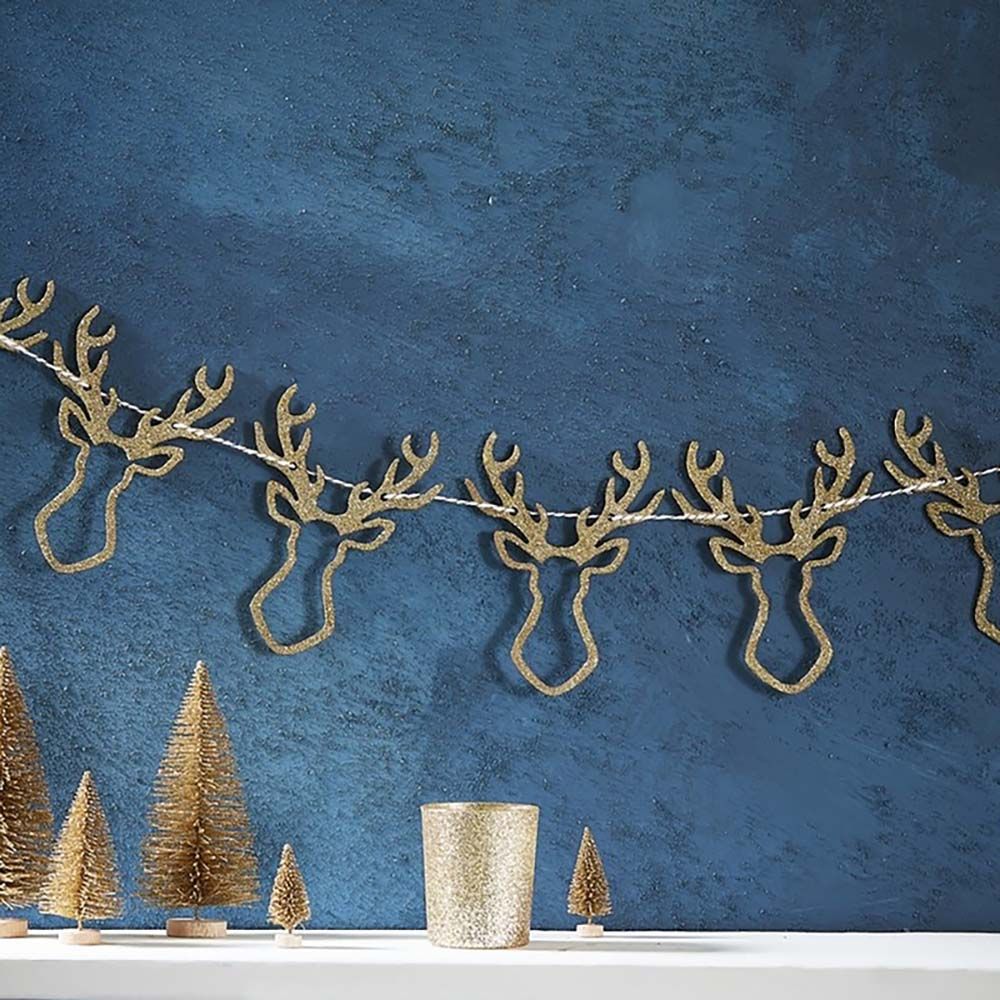 Guirlande i Træ Guld Glitter