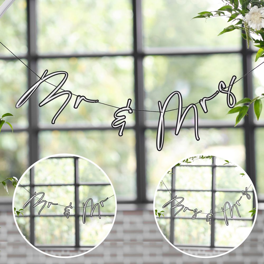 Guirlande Mr & Mrs Sort/Hvid