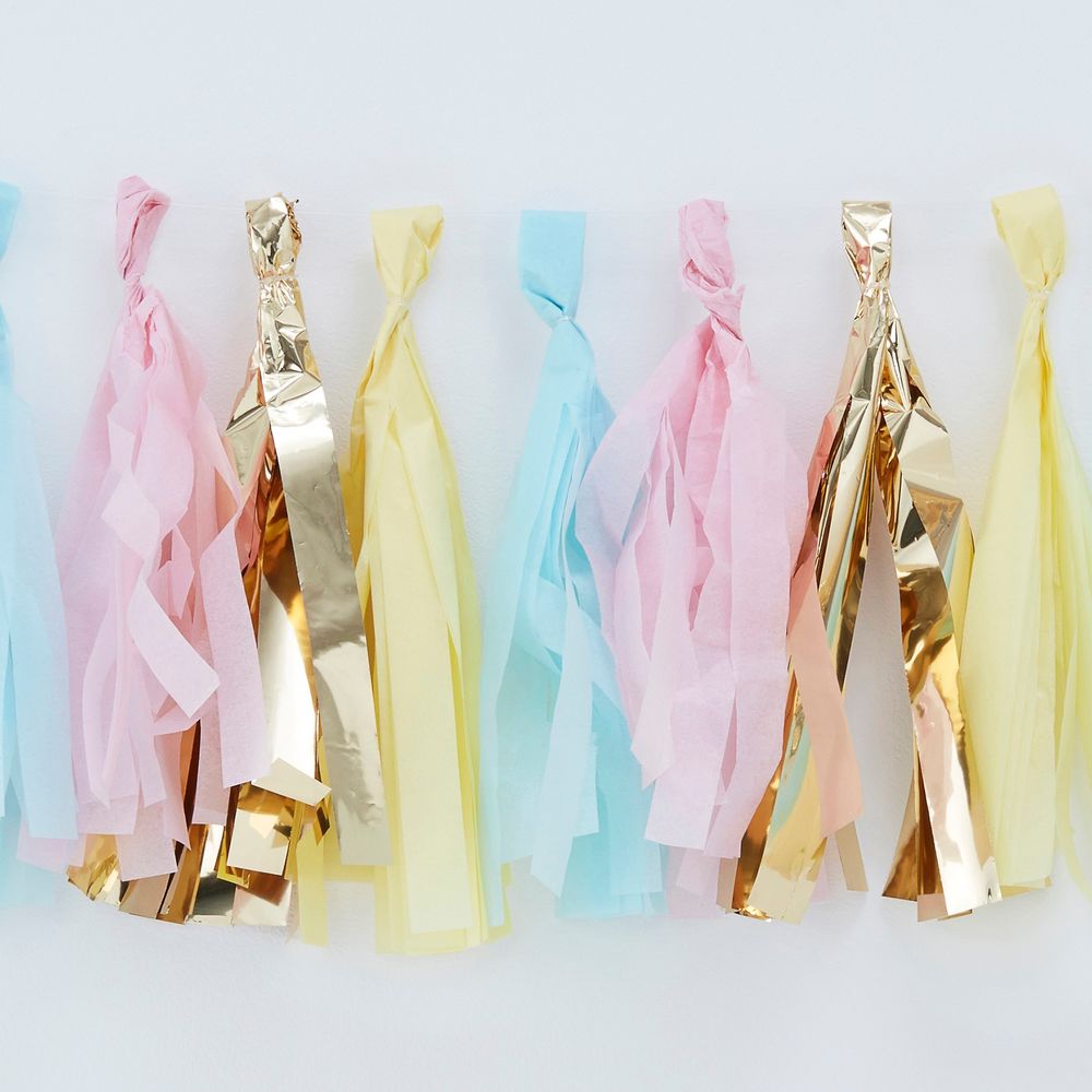 Girlang Tofsar Pastell/Guld Metallic