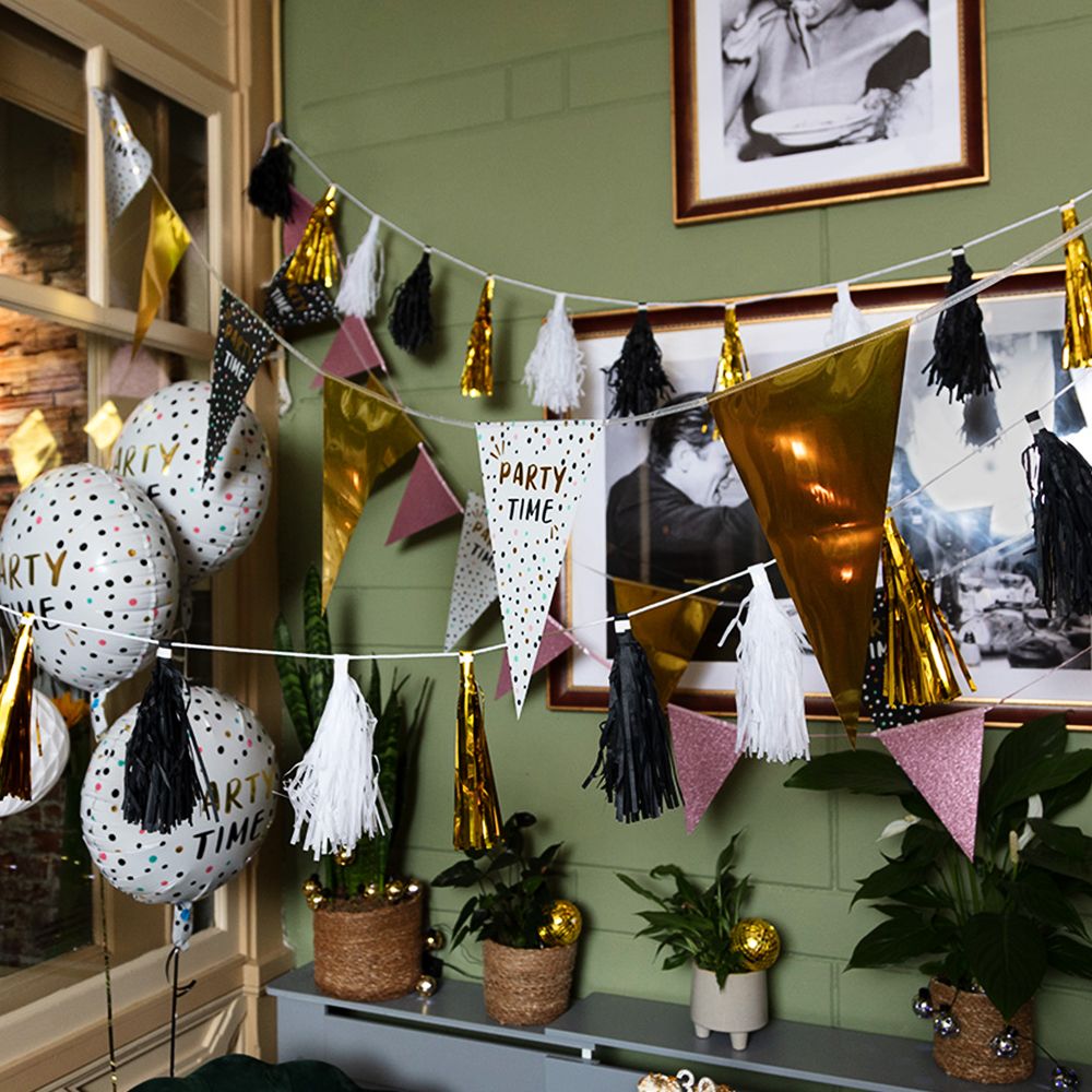 Guirlande Kvaster Sort/Hvid/Guld
