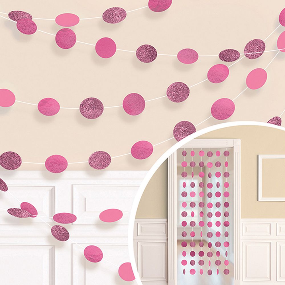 Girlanger Cirklar Rosa Glitter