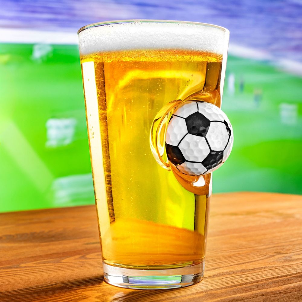 Ølglas med Fodbold