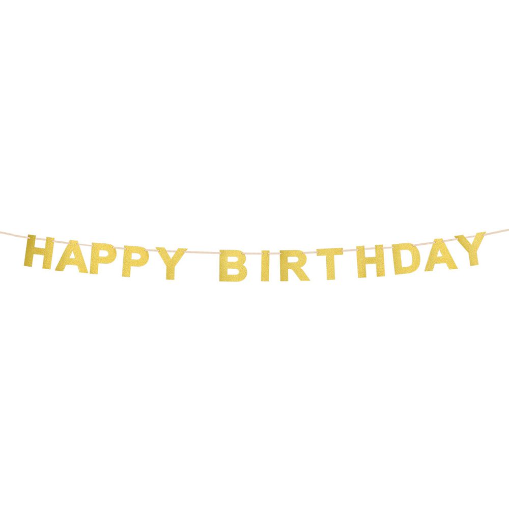 Glitterbanner Happy Birthday Guld