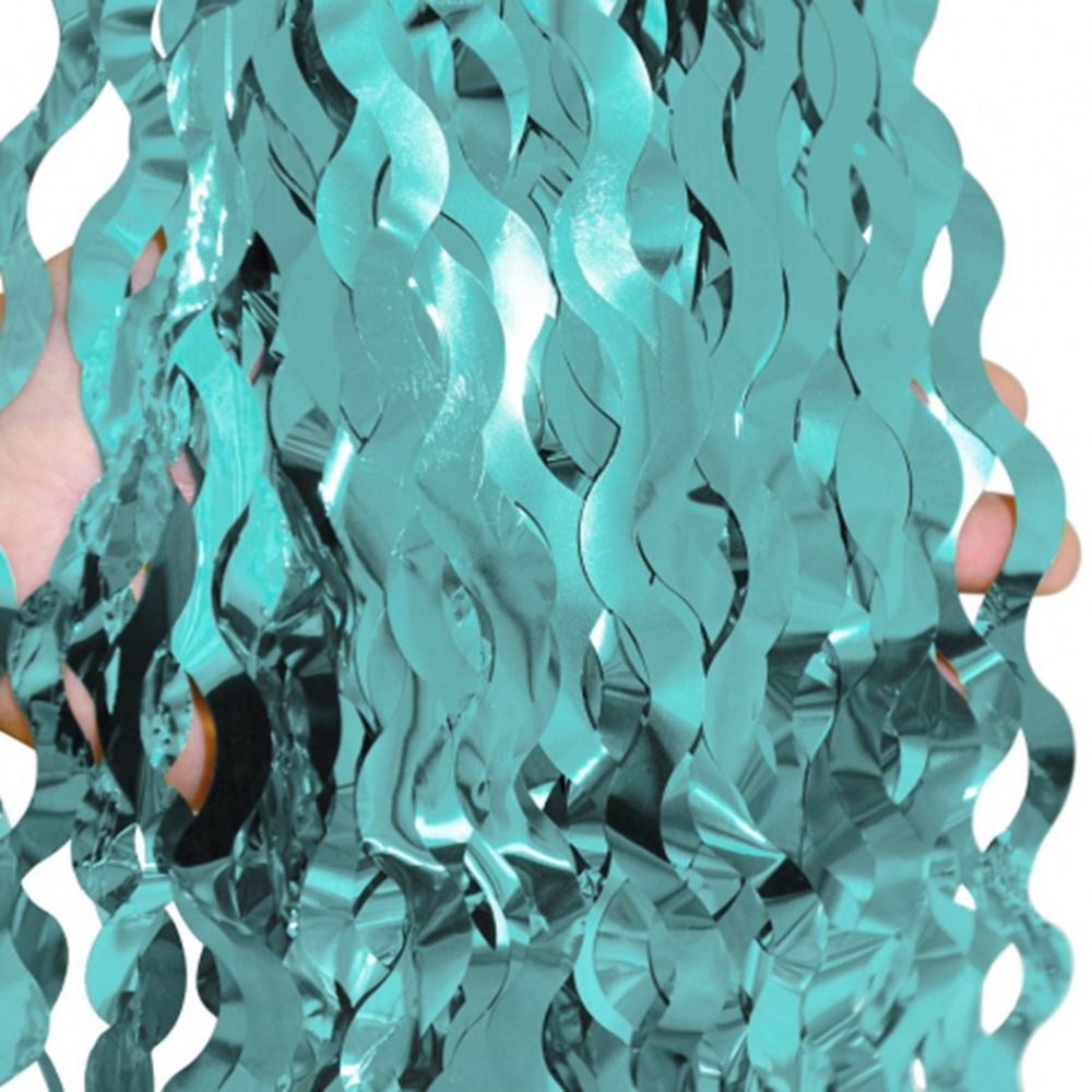 Glitterdraperi Swirls Turkis Metallic