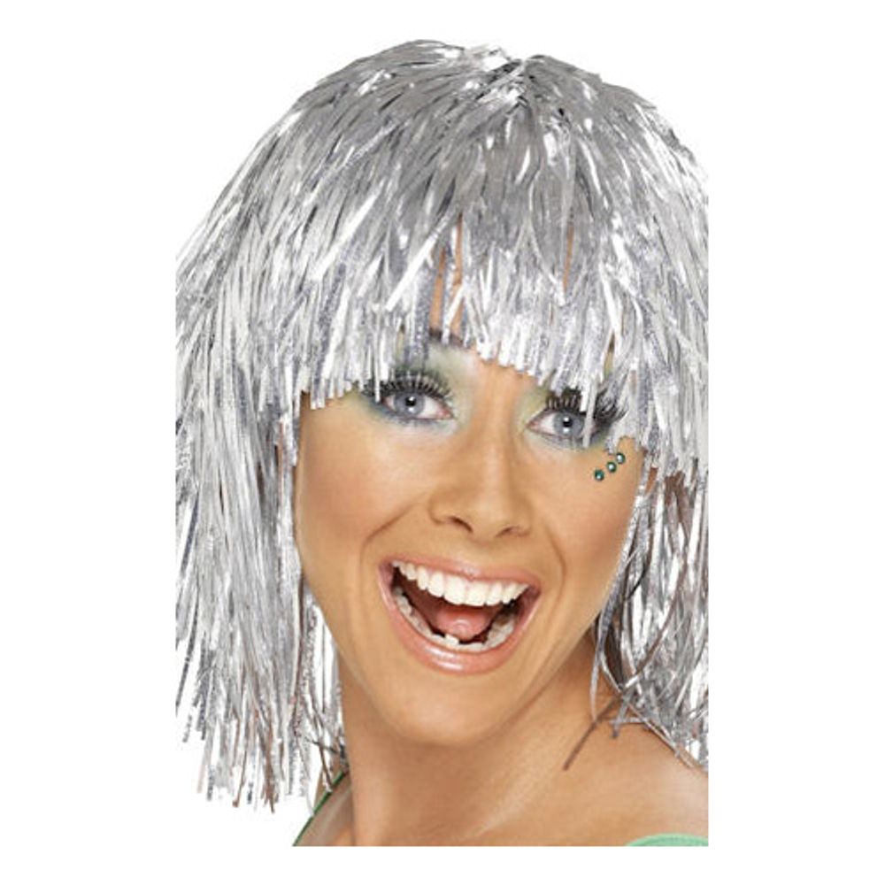 Glitterparykk Sølv