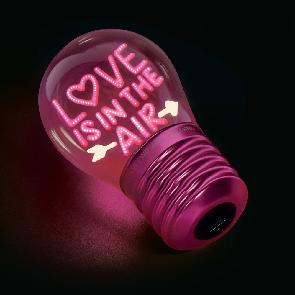 Bordlampe i lyspæreform Love is in the air
