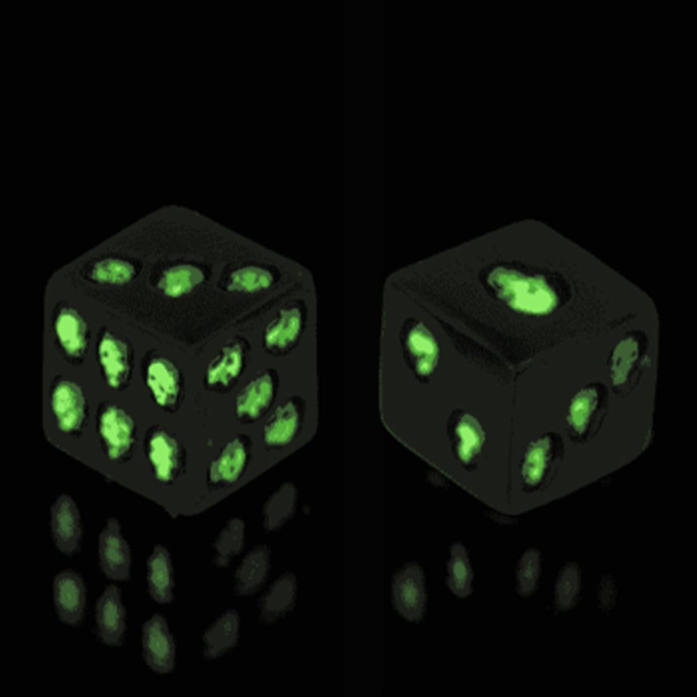 Glow in the Dark Terninger med Dødningehoveder