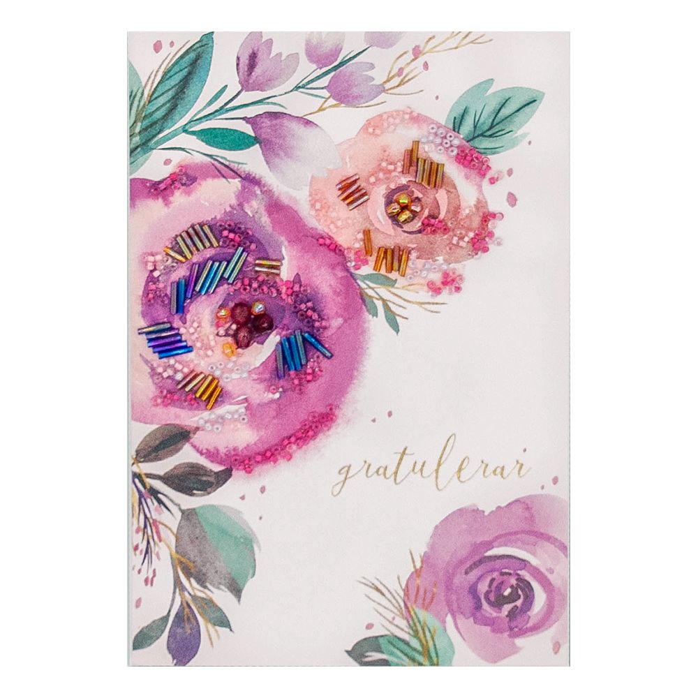 Gratulationskort Blommor Lila/Rosa 3D