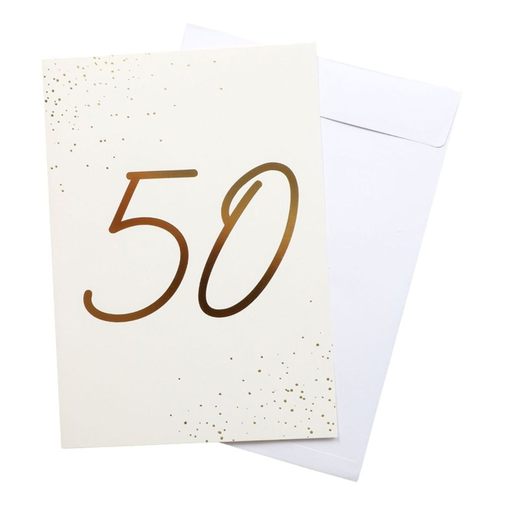 Onnittelukortti Kulta 50 Kirjekuorella