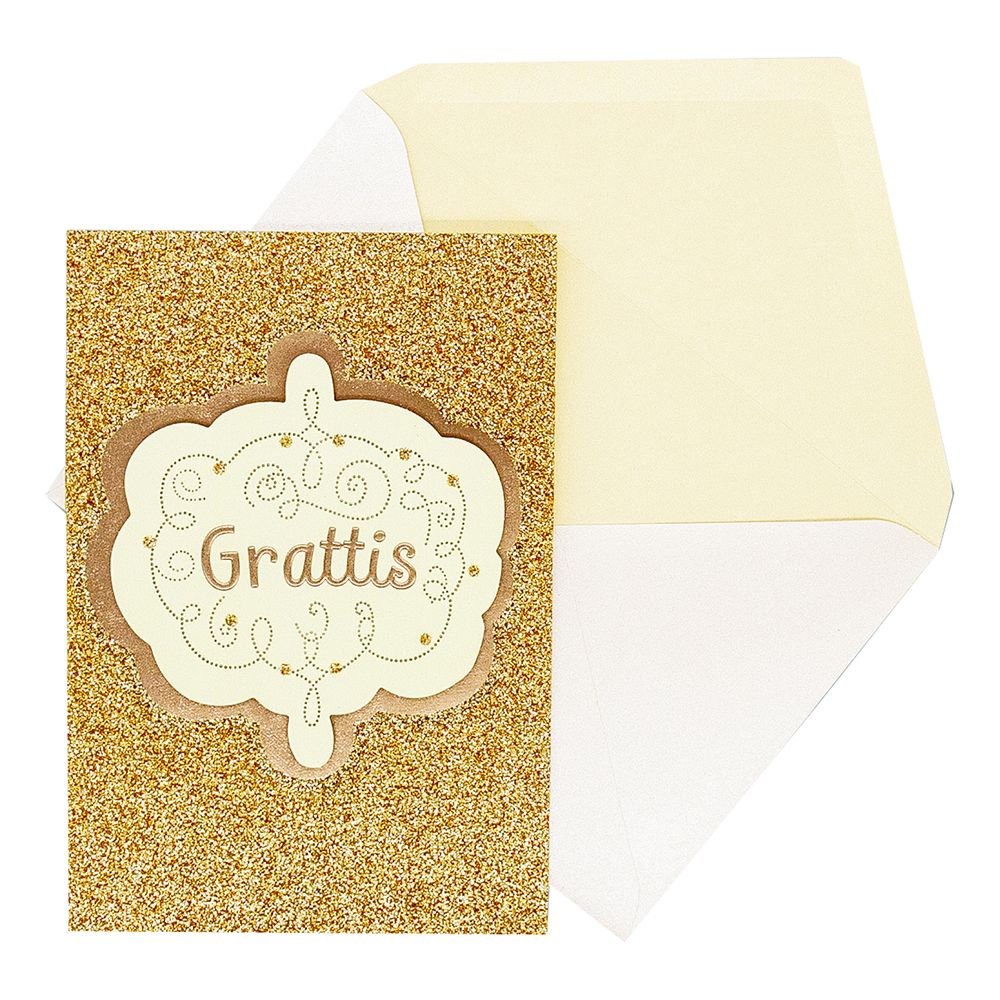 Gratulationskort Guld Glitter 3D