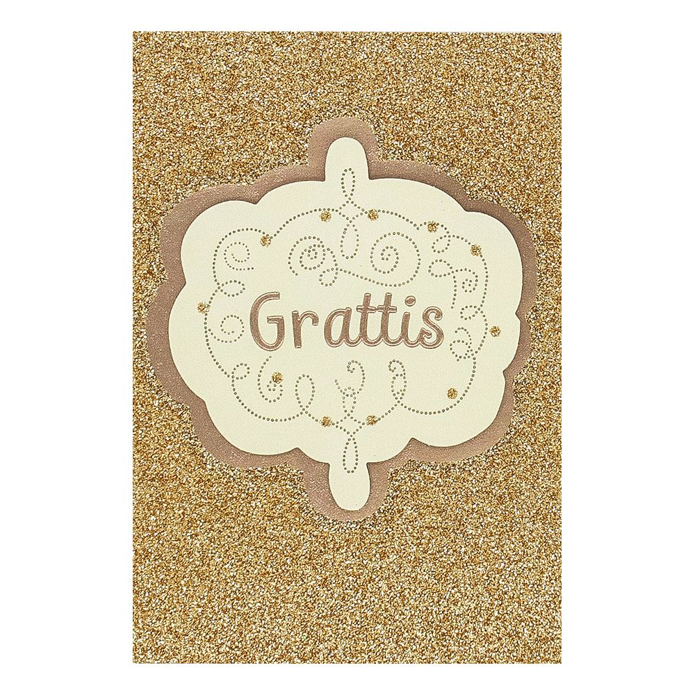 Gratulationskort Guld Glitter 3D