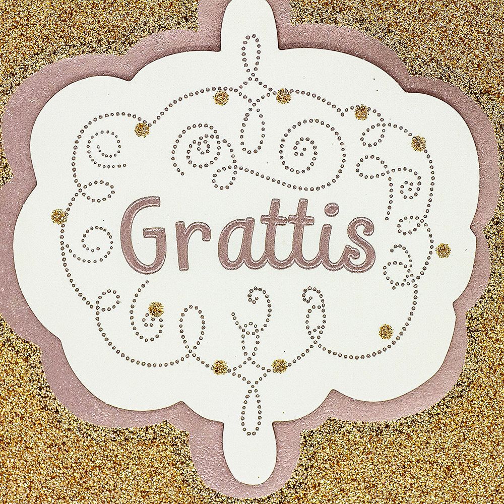 Gratulationskort Guld Glitter 3D