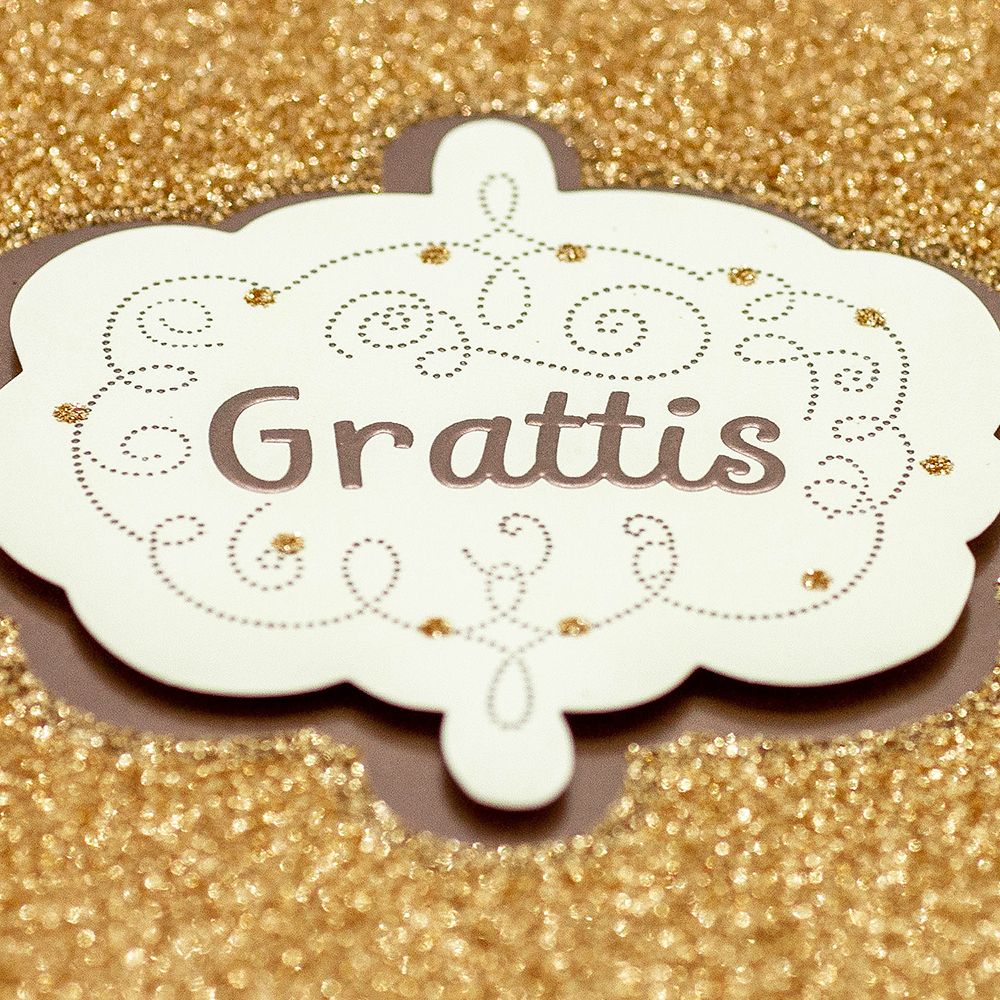 Gratulationskort Guld Glitter 3D