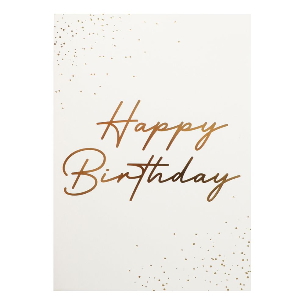 Guld Gratulationskort Happy Birthday med Kuvert